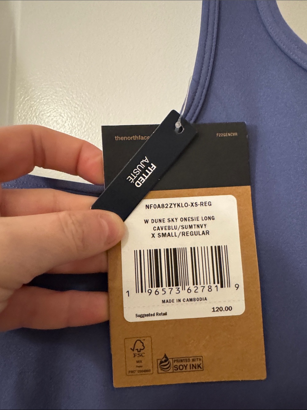 NWT The North Face Cave Blue/Summit Navy Dune Sky Onesie Long Women's Size XS - Picture 7 of 11